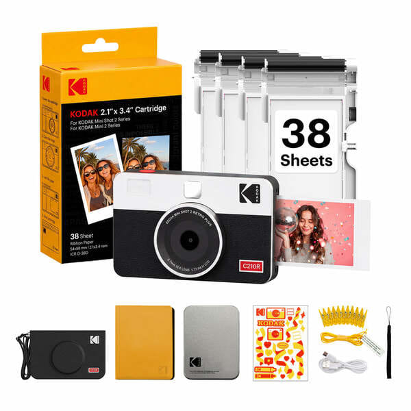 Buy C210R KODAK Mini Shot 2 Retro Portable Wireless Instant Camera & Photo Printer(Gift Bundle) - White - 38 Sheets | Bluetooth, iPhone & Android Smartphone Compatible on EMI