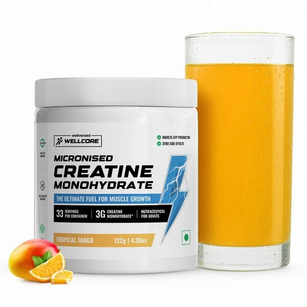 Buy Wellcore Pure Micronised Creatine Powder (33 Servings)(TROPICAL TANGO) on EMI