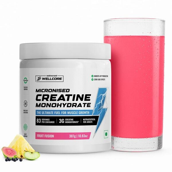 Buy Wellcore Pure Micronised Creatine Powder (83 Servings)(FRUIT FUSION) on EMI