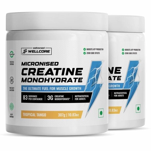 Buy Wellcore Pure Micronised Creatine Powder (83 Servings)(TROPICAL TANGO) on EMI
