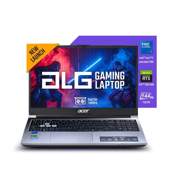 Buy Acer ALG, Gaming Laptop, Intel Core 5 210H processor, NVIDIA GeForce RTXTM 3050 - 6GB DDR6, Windows 11 Home, 16GB RAM, 512GB SSD, 15.6" display, 144Hz, Titanium Gray, AL15G-53, 1.99kg, RGB keyboard on EMI