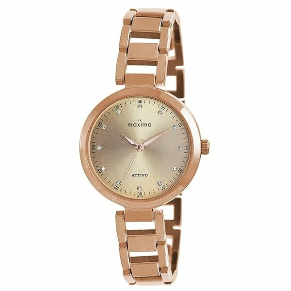 Buy Maxima Brass Attivo Collection Analogue Watch For Women (Rose Gold) on EMI