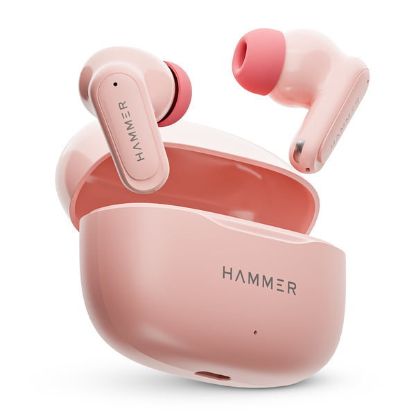 Buy HAMMER Airflow Neo Bubblegum Earbuds with 80H Playtime, 13mm Titanium Driver, 40ms Gaming Mode (Pink) on EMI