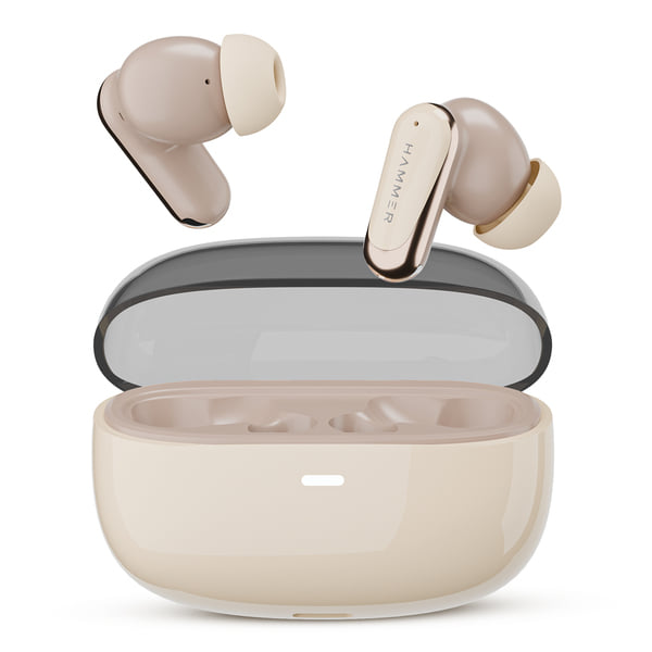 Buy Hammer Aura Wireless Ear Buds with 32dB ANC Noise Cancellation, TWS with 4-Mic ENC, 50H Playtime (Beige) on EMI