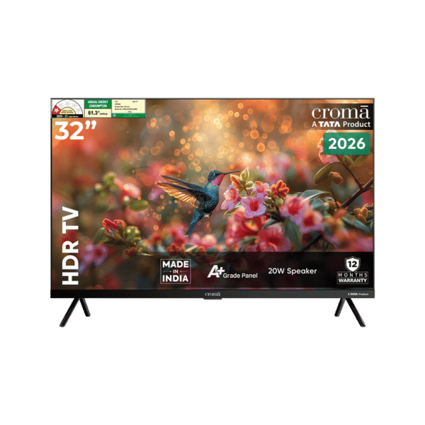 Buy Croma (80 cm) 32 inch 1 Star HD Ready LED TV with Bezel Less Display 2026 model on EMI