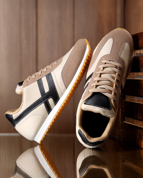Buy Woakers Men Cushioning Upper Casual Lifestyle Sneakers|Beige on EMI