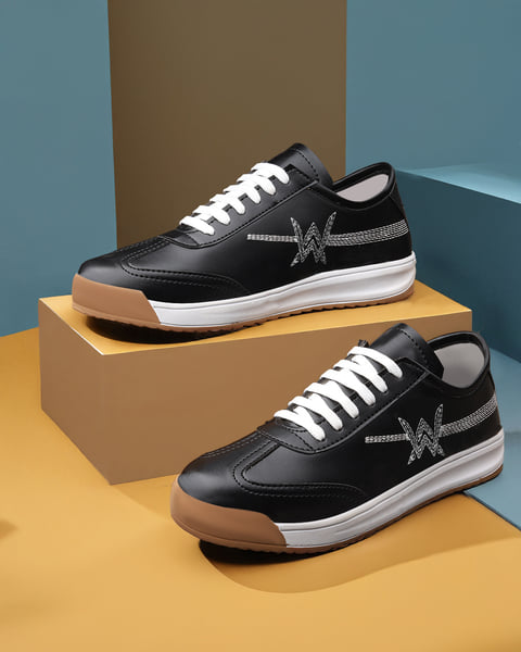 Buy Woakers Men Cushioning Upper Casual Lifestyle Sneakers|Black on EMI