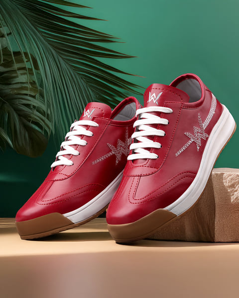Buy Woakers Men Cushioning Upper Casual Lifestyle Sneakers|Red on EMI