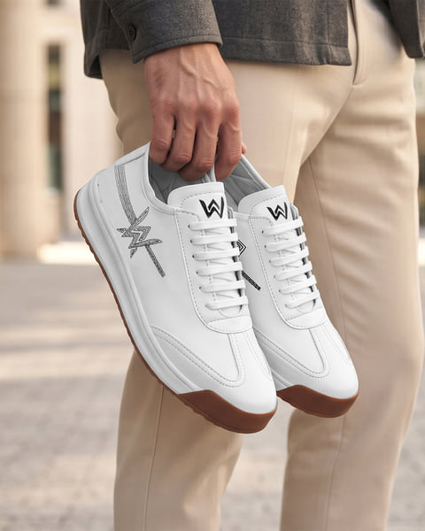 Buy Woakers Men Cushioning Upper Casual Lifestyle Sneakers|White on EMI